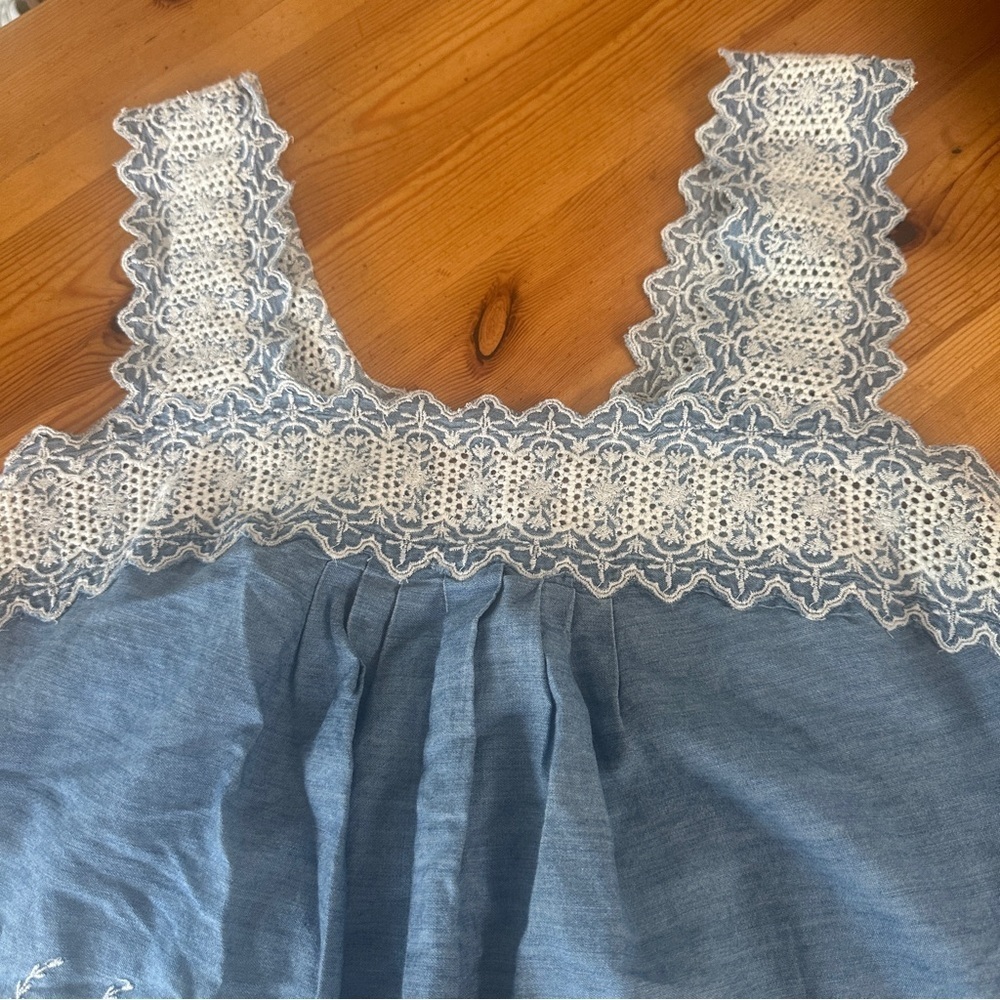 Gap Cami embroidered flowers indigo women 81% COTON, 19% LYOCELL, - Picture 2 of 9